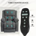 TV-fåtölj med Massage-, Värmefunktion och Elektrisk Stigare, Fjärrkontroll, Sidofickor, Grå