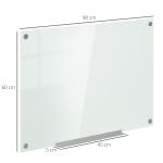 Whiteboard Magnettavla Vit av Glas och Metall för Väggmontering med 4 Pennor och 6 Magneter Staffli Glastavla 90 x 60 cm
