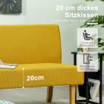 Soffa Loveseat Gul av Tyg med Manchesterlook och Trä för Vardagsrum 2-Sits Stoppad Soffa 110 x 62 x 85 cm