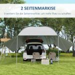Biltält Baktält Grå av Tyg och Stålram för Camping och Utomhus Vattentätt Regnskydd och Solskydd Bärbart 3 x 2,6 x 2,3-2,6 m