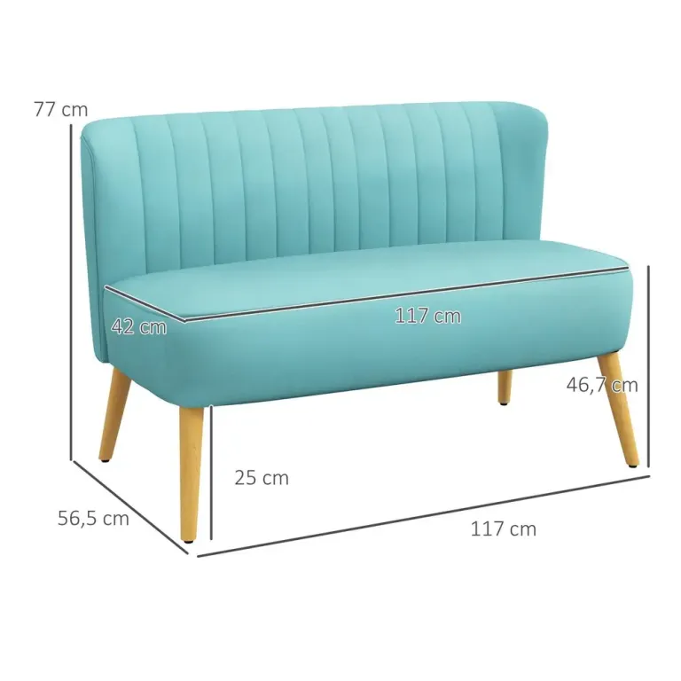 Soffa Loveseat 2-Sits Grön av Tyg 117 x 56,5 x 77 cm