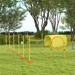 Agility Häckset Hundträningsset Hinderbana Plast och Polyester för Aktiv Hundträning Gul 128 X 23 X 9-100 Cm
