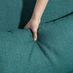 Bäddsoffa och 3-sits Soffa med Bäddfunktion samt 2 Kuddar och Justerbart Ryggstöd Hållbar och Bekväm Grön Linneoptik och Trä för Hemmet