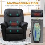 Avslappningsstol med Ståhjälp Svart av Konstläder för Vardagsrum Elektrisk Massagestol med Värmefunktion och Fjärrkontroll