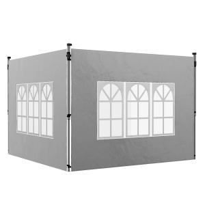 Sidoväggar 2-pack med Fönster för Paviljong Hållbar och Vattentät för Utomhusbruk Ljusgrå Polyester 3 x 3 m