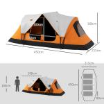 Campingtält Tunneltält för 8 Personer Orange av Polyester för Camping och Trädgård Vindtätt Familjetält med Nätfönster 2000 mm