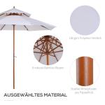 Parasoll Trädgårdsparaply Kräm Trä och Polyester för Balkonger och Trädgårdar med Dubbeltak Stabilt 300 Cm