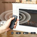 Elektrisk Kamin med Realistisk Eld Svart Metall och Glas för Vardagsrum Stämningsfull Värmare med Fjärrkontroll och Timer Justerbar Låga 12 Färger