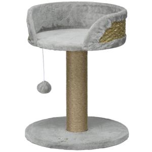 Klösträd Kattträd Litet Jutegrå av Sisal och Plysch för Katter upp till 4 kg Skrapstolpe med Lekboll 49 cm