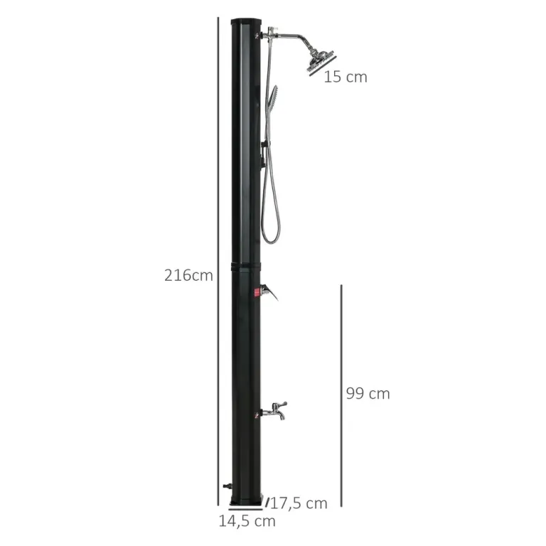 Soldusch 35 L med Kran och Regnduschhuvud 216 cm, Svart