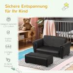 Barnfåtölj med Fotpall Liten Soffa för Barnrummet Mjuk Stoppning Konstläder Ergonomisk Svart 83 X 42 X 41 Cm