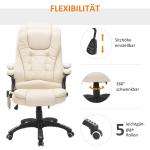 Kontorsstol Massagestol 6-Punkts Vibrationsmassage och Värmefunktion Vridbar Konstläder Beige