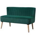 Soffa 2-sits Mörkgrön Tyg och Trä för Vardagsrum Retro Soffa med Träben och Mjuk Stoppning Kompakt 117x57x77 cm