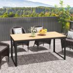 Trädgårdsbord Balkongbord Rektangulärt Teak av Plast för Uteplats och Trädgård Tåligt Matbord med Trälook 160 x 80 cm