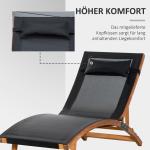 Justerbar Solstol med Dyna, Bekväm Trädgårdsstol med Ryggstöd, Väderbeständig Utemöbel för Avkoppling, Svart, 182 x 64 x 71 cm
