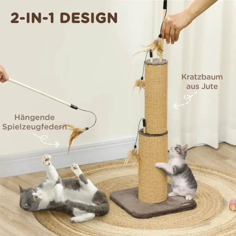 Klöspelare Klösmöbel Brun av Jute och Plysch 78 cm
