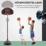 Flyttbar Basketkorg för Barn, Höjdjusterbart Basketställ på Hjul, Robust Konstruktion för Utomhuslek, Svart, 195-250 cm