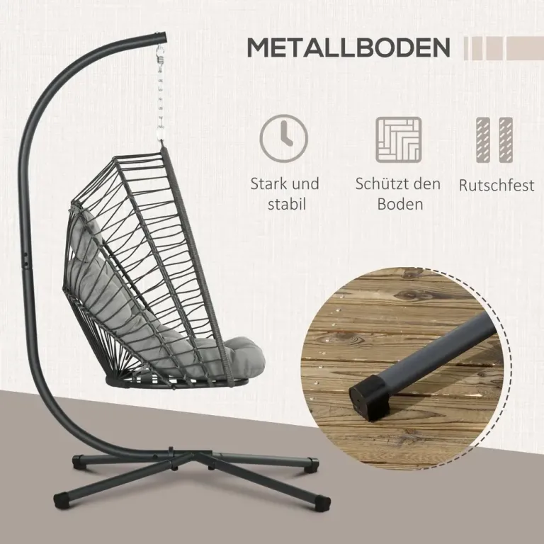 Hängstol Hänggunga Ljusgrå av Rotting och Polyester 194 cm