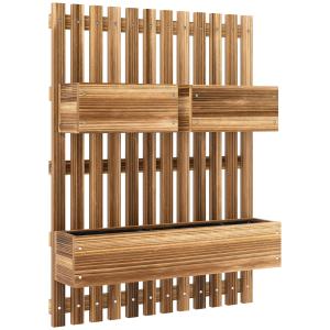 Blomlådor 3-pack för Väggmontering med Justerbar Placering Hållbar och Prisvärd Natur Massivt Trä 60 x 16 x 80 cm