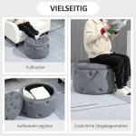 Pall med Förvaringsutrymme Ottoman Grå av Sammetslook för Vardagsrum och Sovrum Rund Stoppad Pall med Lock Ø 60 x 40 cm
