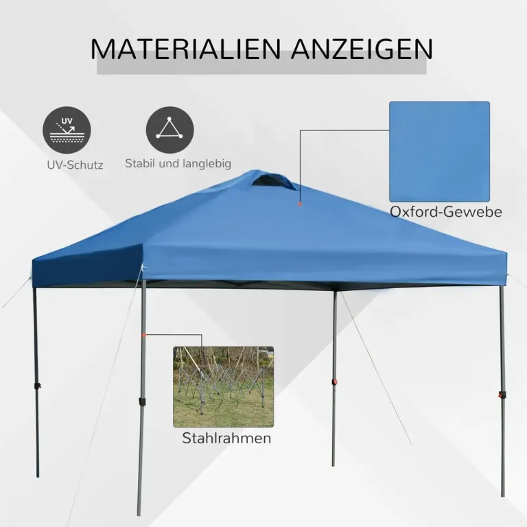 Trädgårdspaviljong Pop-up Partytält Blå av Polyester 3 x 3 m