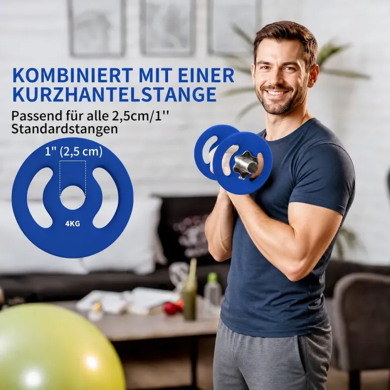 Viktskivor med Handtag 2 x 4 kg för Styrketräning, Blå