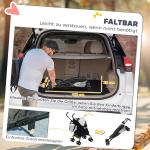 Hundvagn Husdjursvagn Hopfällbar Ljusgrå av Tyg och Metall för Hundar och Katter Vagn med Axelrem 4 kg