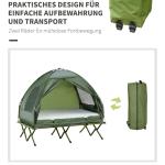 Förhöjd Campingsäng med Kupoltält och Luftmadrass Inkl. Pump Taft för Utomhusäventyr Grön 193 X 136 X 178 Cm
