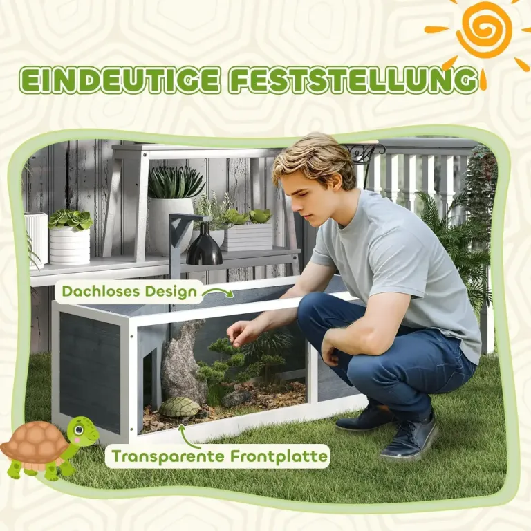 Sköldpaddshus Terrarium med Två Huvudhus 120 x 50 x 40 cm