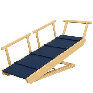 Hundramp Justerbar i Höjd med Hopfällbar Design för Djur upp till 40 kg Hållbar och Stabil Svart Trä och Metall 85 x 40 x 61 cm