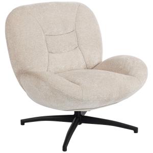 Fåtölj Roterbar Gräddvit Tyg och Stål för Vardagsrum Rund Snurrfåtölj med Mjuk Stoppning Modern Design Bekväm 75 cm