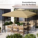 Paviljontak Prisvärd Beige för Paviljong som Vattentätt Reservtak med Dubbeltak och Dräneringshål för Trädgård 3 x 3 m