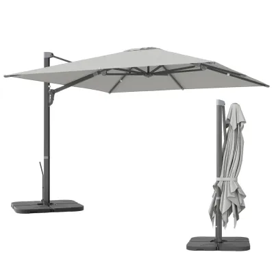 Parasoll Marknadsparaply Roterbart 360° Ljusgrå 3 x m