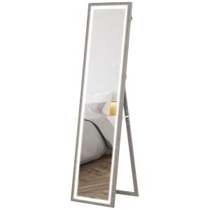 LED Fullängdsspegel med Touch Control, Dimbar, 3 Färglägen, Grå, 40x160 cm