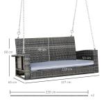 Hängande Trädgårdsbänk i Konstrotting, 2-Sitsig Gungbänk för Avkoppling, Väderbeständig Hängsoffa för Veranda, Grå, 127 x 57,5 x 60 cm