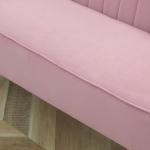 Soffa 2-sits Rosa Tyg för Vardagsrum Bred och Bekväm Soffa med Mjuk Stoppning Retro Design