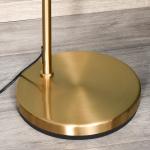 Elegant Golvlampa med Linnéskärm, Modern Läslampa med E27-Sockel och Metallfot, Stämningsbelysning för Vardagsrum och Kontor, Guld/Vit, 47 x 37 x 153 cm