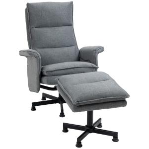 Massagekontorsstol med Fotpall, 8 Vibrationshuvuden, Fjärrkontroll, Sidoficka, Grå