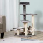 Kattträd Lastkapacitet 15 Kg med Katttrappa 3 Steg för Klättring och Vila Beige Grå 48,5 X 48,5 X 100 Cm