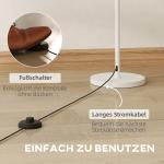 Golvlampa i Retrostil med Plastskärm, Fotkontakt och Metallstav, Vit