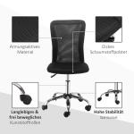 Kontorsstol Skrivbordsstol Svart av Tyg och Metall för Kontor och Hem Utan Armstöd Ergonomisk och Höj och Sänkbar upp till 100 kg