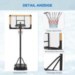 Basketkorg Basketstativ Svart av Stål för Utomhusbruk Höjdjusterbart Stativ med Hjul 182-213 cm