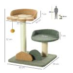 Skrapstolpe Klösträd Beige av Sisal och Plysch för Inomhusbruk 2-Vånings Kattskrapstolpe med Leksaksboll Kompakt Design 52 cm