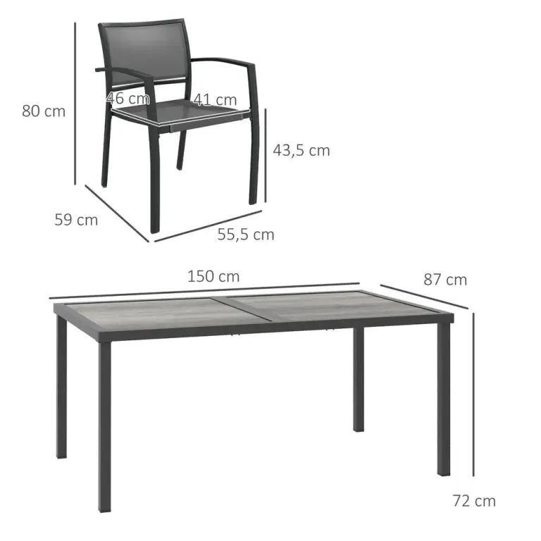 Trädgårdsmöbler Sittgrupp Mörkgrå av Mesh och Metall 5