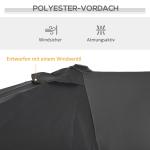 Parasoll Trädgårdsparaply Grå av Polyester och Metall för Uteplats Justerbart Dubbelparasoll Marknadsparaply Solskydd 150 x 295 cm