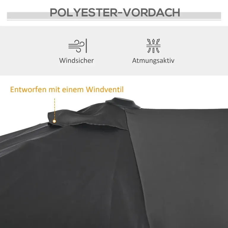 Träparasoll Grå av Polyester 150 x 295 cm
