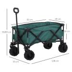 Hopfällbar Trädgårdsvagn med Teleskophandtag, Praktisk Handkärra med 360° Hjul, Smidig Transportvagn för Utflykt, Grön, 108 x 55 x 59-89 cm, 20 kg