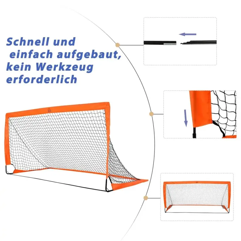 Fotbollsmål Minimål Orange av Metall 183 x 90 x 90 cm