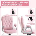 Kontorsstol Skrivbordsstol Rosa av Tyg och Metall för Kvinnor Ergonomisk med Vippfunktion Höjdjusterbar 120 kg