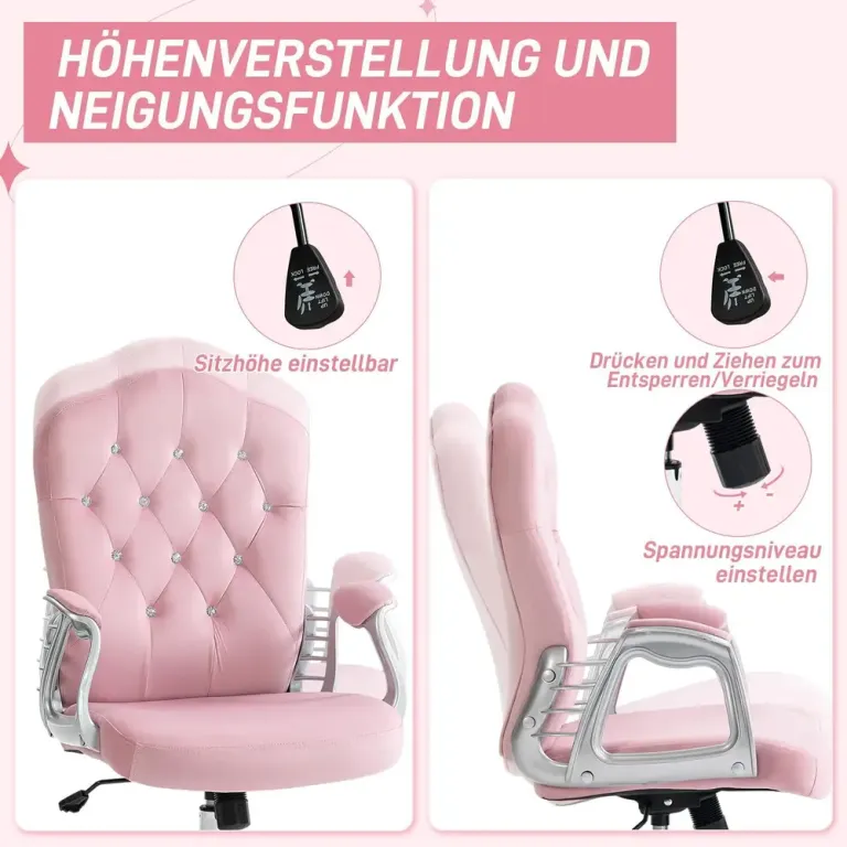 Kontorsstol Rosa av Tyg och Metall